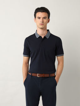 Arrow - Men Blue Cotton Collar Neck Polo T-Shirt