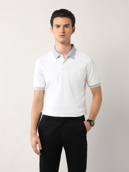 Arrow - Men White Cotton Collar Neck Polo T-Shirt