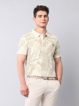 U.S. Polo Assn. Denim Co. - Men White Cotton Collar Neck Polo T-Shirt