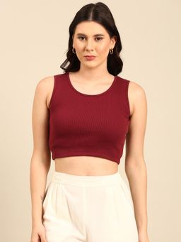 De Moza - Women Casual Crop Top Burgundy