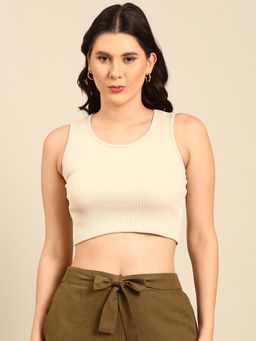 De Moza - Women Casual Crop Top Chalk