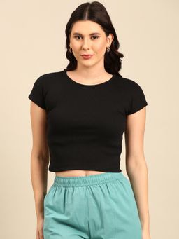 De Moza - Women Casual Crop Top Black