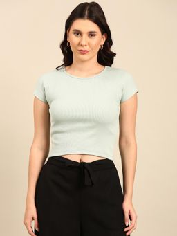De Moza - Women Casual Crop Top Sea Green