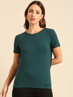 De Moza - Women Casual T-Shirt Bottle Green