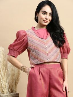 De Moza - Women Festive Blouse Dark Pink