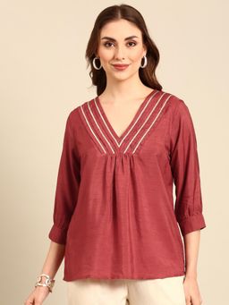 De Moza - Women Festive Tunic Brick Red