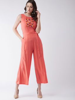 Pannkh - Women Embroidered Sleeveless Jumpsuit