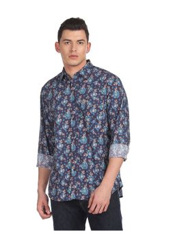 U.S. POLO ASSN. - Men Indigo Spread Collar Floral Print Casual Shirt