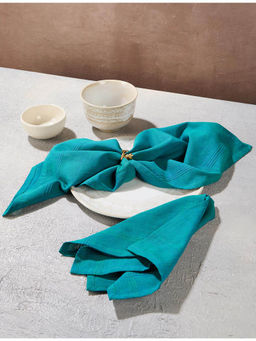 Fabindia - Teal Sherkote Hand Woven Cotton Napkin (Pack of 6)