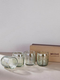 Fabindia - Natural Gulab Khus Glass Etched Glass (Pack of 4)