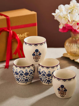 Fabindia - Multi Falak Ceramic Decaled Kulhad (Pack of 4)