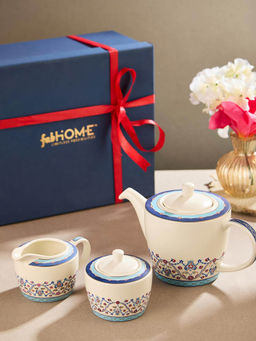 Fabindia - Multi Lavanya Decaled Ceramic Teapot 3Pc Set
