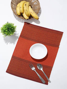 Fabindia - Red Mirania Cotton Woven Table Mat (Pack of 6)