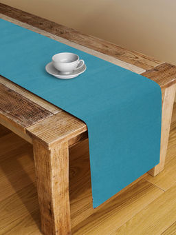 Fabindia - Teal Cotton Woven Table Runner