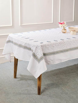 Fabindia - White Sangam Applique Embroidered Cotton Table Cover