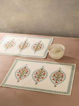 Fabindia - Orange Khus Cotton Printed Mat (Pack of 6)