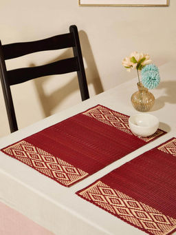 Fabindia - Red Hand Woven Natural Fibre Mat (Pack of 2)