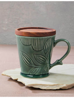 Fabindia - Green Ivaan Ceramic Mug with Lid
