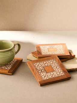 Fabindia - Natural Wood Coasters (Pack of 4)