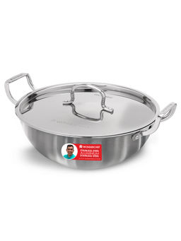 Wonderchef - Stella Tri-Ply Kadhai With Lid 28 cm 4.5 L, 10 Years
