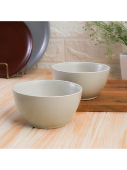 Femora - Matte Finish Ceramic Bowl (600ml) Serving Soup Bowls, Cereal Bowl Grey (Pack of 2)