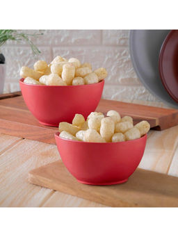 Femora - Matte Finish Ceramic Bowl (600ml) Serving Soup Bowls, Cereal Bowl Pink (Pack of 2)