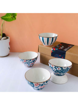 Femora - Bowl Elegant Serving Bowls, Gift-Pack Ideal for Gifting-Stripes Print (Pack of 4)