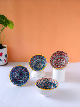 Femora - Bowl Elegant Serving Bowls, Gift-Pack Ideal for Gifting-Brocade Print (Pack of 4)