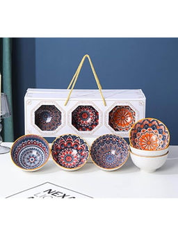 Femora - Bowl Elegant Serving Bowls, Gift-Pack Ideal for Gifting-Paisley Print (Pack of 6)