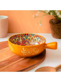 Femora - Snack Bowl with Handle Serving Bowl with Handle Mandana Print