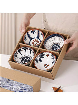 Femora - Bowl Elegant Serving Bowls, Gift-Pack Ideal for Gifting-Mandana Print (Pack of 4)