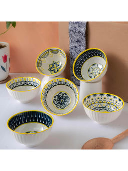 Femora - Bowl Elegant Serving Bowls, Gift-Pack Ideal for Gifting-Mandana Print (Pack of 6)