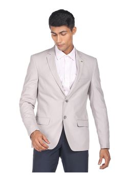 AD By Arvind - Men Grey Solid Twill Tailored Fit Blazer