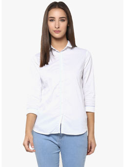 CRIMSOUNE CLUB - Women White Polka Dots Printed Shirt