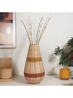 HomeTown - Bohemia Bamboo Drops Vase 25 x 44Cm In Cream Colour