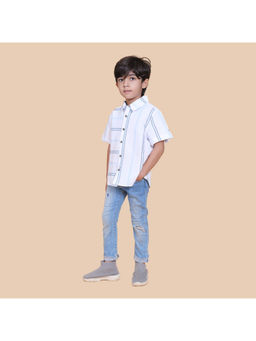 ZACH & KIKI - White Ada Stripe Classic Shirt