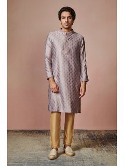 Manyavar - Purple Full Sleeves Kurta with Pencil Pajama (Set of 2)