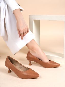 Liscott - Comfortable Tan Pump Heels for Women