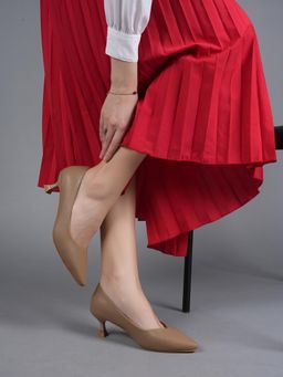 Liscott - Comfortable Taupe Pump Heels for Women