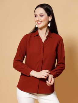 Strong And Brave - Women Rust Textured Shirt