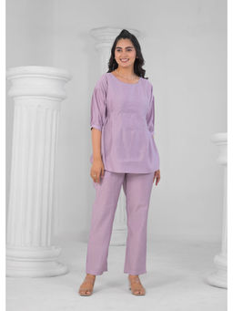 Roohaniyat - Luxe Silk Embroidered Onion Purple Co-Ord (Set of 2)