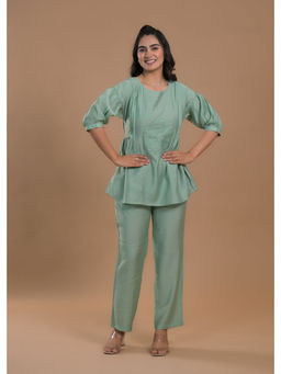 Roohaniyat - Luxe Silk Embroidered Light Green Co-Ord (Set of 2)