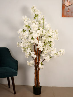 ARICK DECOR - 6Ft Artificial White Blossom Tree with Pot