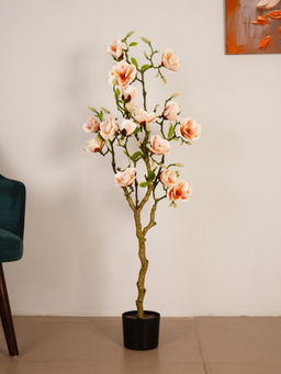 ARICK DECOR - 4Ft Artificial Pink Magnolia Flower Tree in Pot