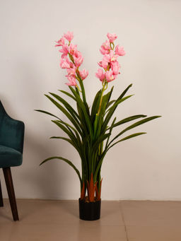 ARICK DECOR - 4Ft Artificial Pink Orchid Flowers Tree in Pot