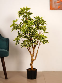 ARICK DECOR - 3.6Ft Artificial Green Umbrella Schefflera Tree in Pot