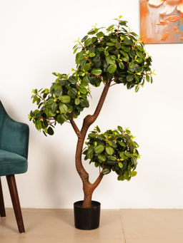 ARICK DECOR - 4Ft Artificial Green Sweet Bay Three Ball Topiary Tree with Pot