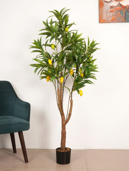 ARICK DECOR - 5Ft Artificial Green Mango Plant with Pot