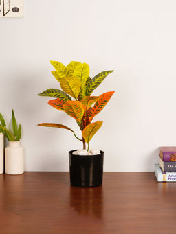 ARICK DECOR - 1.6Ft Artificial Green Croton Plant with Pot