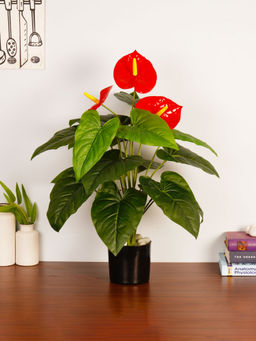 ARICK DECOR - 2.1Ft Artificial Green Anthurium Plant with Pot